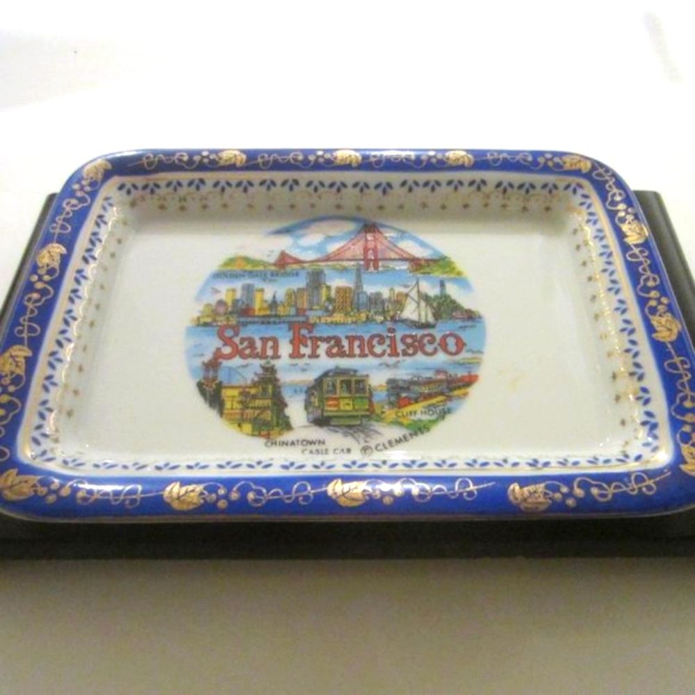 San Francisco Cityscape Hand Painted Ceramic Rectangle Tray